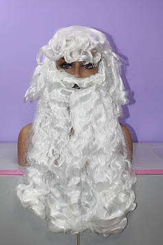 Елітний перуку і борода діда Мороза білий