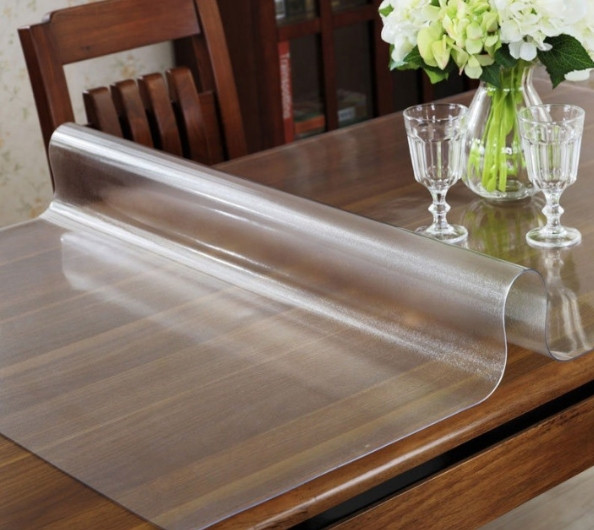 Скатертина м'яке скло для столу і меблів Soft Glass (1.1х1.4м) товщина 0.4 мм, Прозора