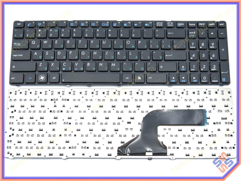 Клавіатура для ASUS K53S, K53SD, K53SF, K54, K54C, K54H, K54L (RU Black). Чорна рамка.