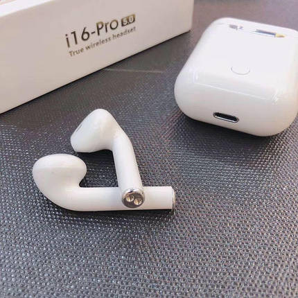 Бездротові навушники BT i16 PRO Bluetooth 5.0 з кейсом, стерео блютуз гарнітура, білий, фото 2