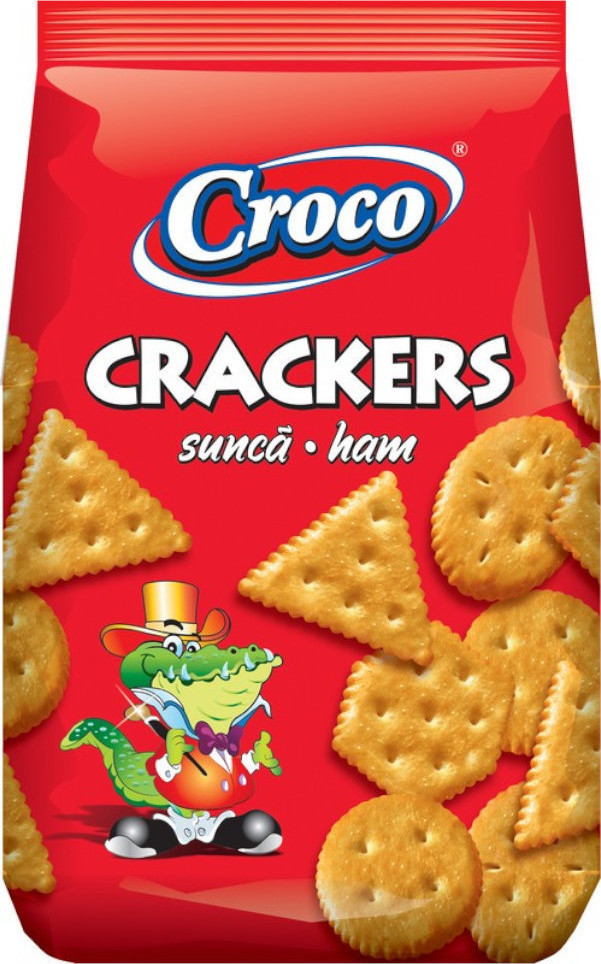 Крекер солений ніжний та хрусткий зі смаком шинки 100 г TM Croco Румунія