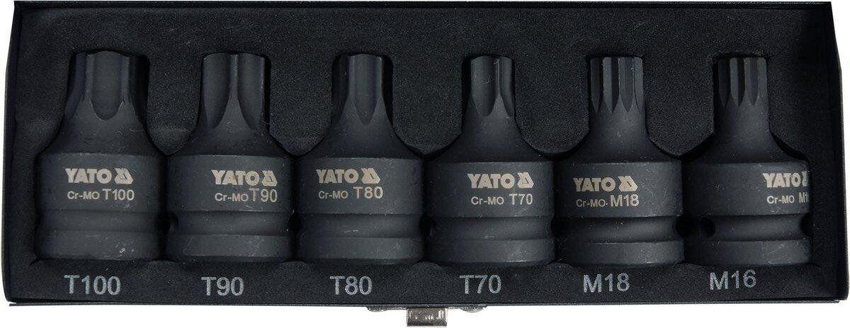 Набір ударних біт Torx/Spline 3/4" T70-100 M16 M18 YATO 6 шт.