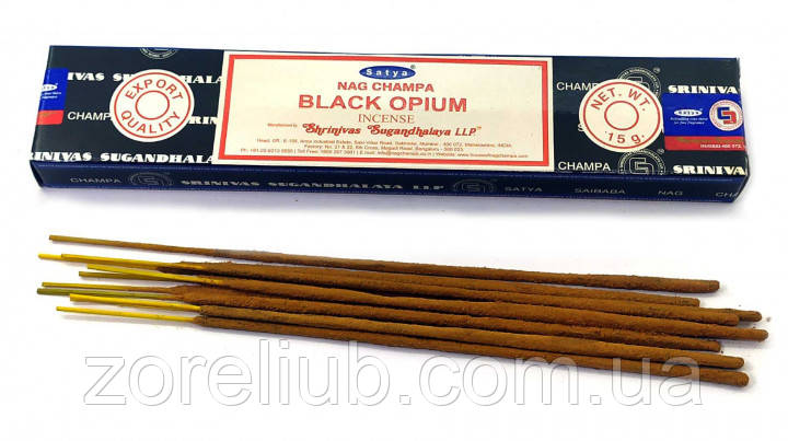 Схвалення Nag Champa Black Opium Satya — Чорний Опіум, пилкові, натуральні 15gm
