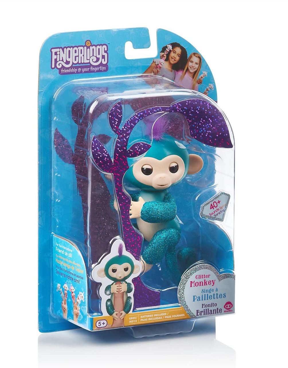 Інтерактивна мавпочка WowWee Fingerlings Glitter Monkey - Quincy блискуча Квінсі