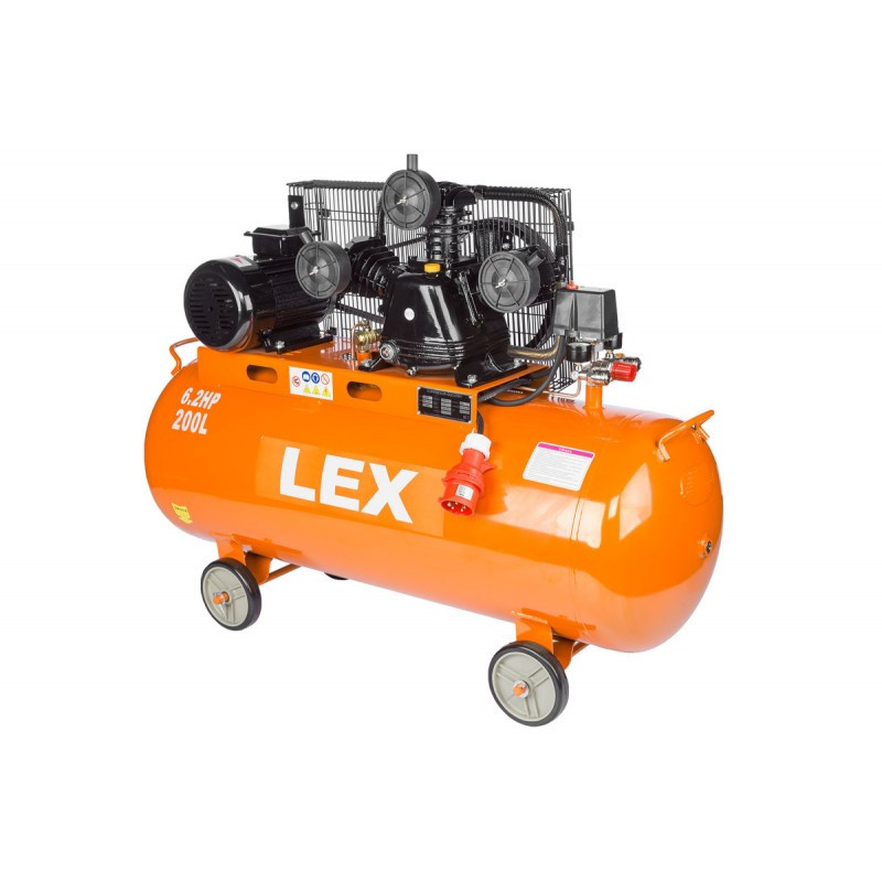 Компресор з ресівером LEX LXC200 (200 літрів - 4,3 кВт, 8 бар, Чавунний 3-х поршневий блок масляний)
