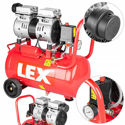 Безмасляний компресор LEX LXAC24-11LO - 24 л. - 180 л\хв, фото 2