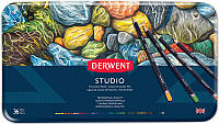 Карандаши цветные Derwent Studio 36цв в метал.пенале (5010255713506)