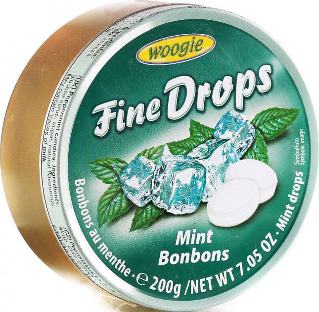 Льодяники в залізній банці Woogie Fine Drops зі смаком м'яти, 200г (Австрія)