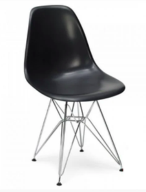 Стілець Тауер пластикове сидіння чорне на металевих ніжках хром