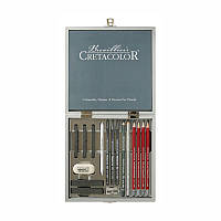 Набір художній Cretacolor Silver Box для графіки 17 предметів в дерев'яному пеналі (9014400161293)