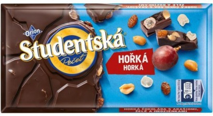 Шоколад чорний з шматочками сухофруктів, кокоса та арахісу Studentska Horka, 180 г, Чехія