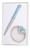 Набор подарочный Crystal: ручка шариковая + крючек д сумки синий