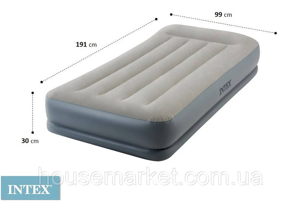 Односпальне велюрова ліжко-матрац Intex 64116, 99*191*30 см