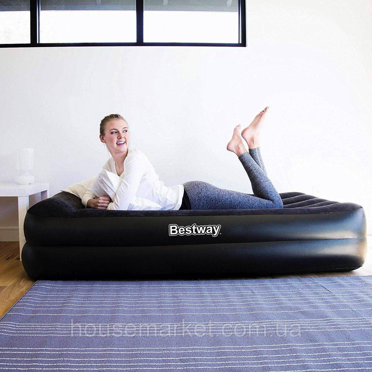 Велюрова ліжко-матрац, 203*102*46 см BESTWAY 67381 - фото 1 - id-p1321377423