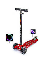 Дитячий самокат MAXI. Red web. Світяться колеса