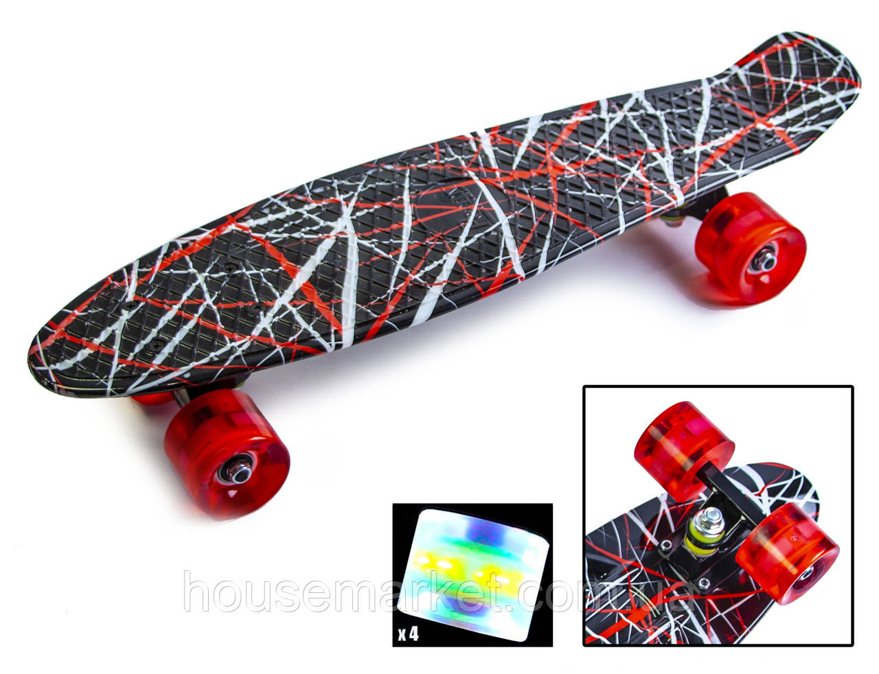 Penny Board "Red design" Світяться колеса!