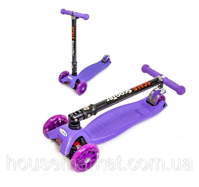 Дитячий самокат MAXI. Violet. Складна ручка. - фото 1 - id-p1321378218