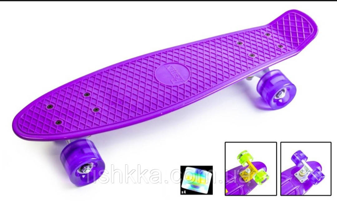Скейт Пенні борд Penny Board. Бірюзовий колір. Світяться колеса.