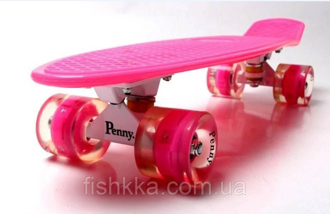 Скейт.Penny Board "Pastel Series" Ніжно-рожевий колір.Світяться колеса