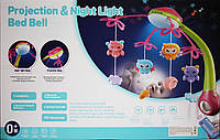 Детская музыкальная карусель на кроватку для девочки д/у, муз,свет, проектор ночного неба регул. громкости