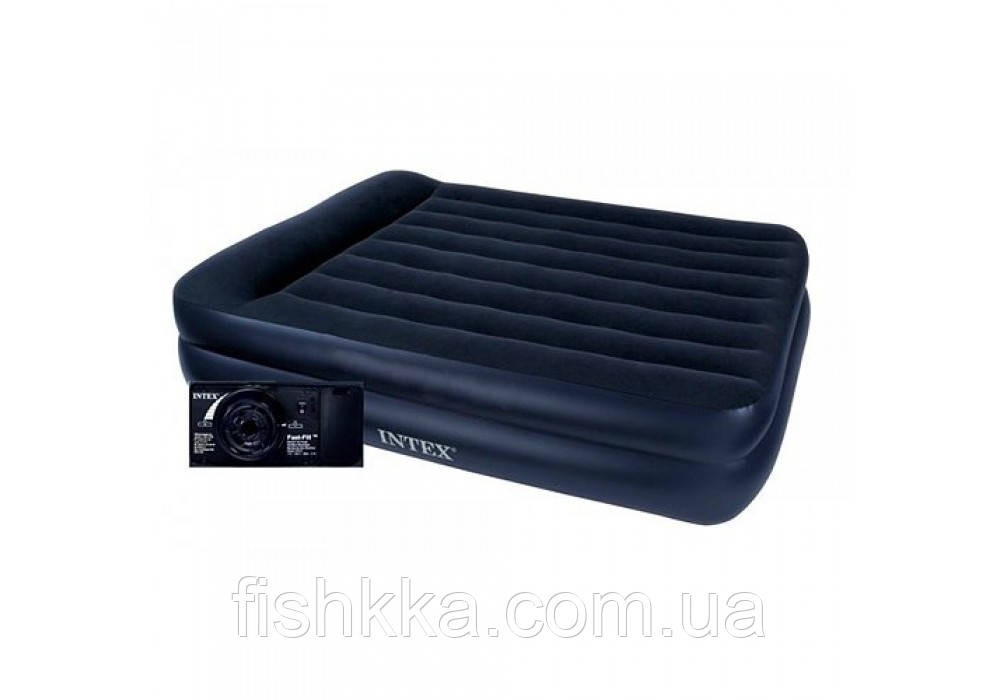 Надувне ліжко двоспальне з вбудованим насосом 203*152*42см Intex 64136