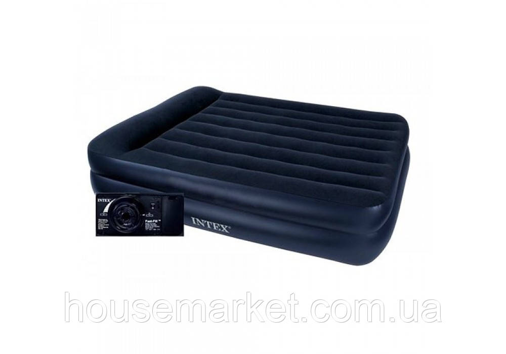 Надувне ліжко двоспальне з вбудованим насосом 203*152*42см Intex 64136 - фото 1 - id-p1321379009