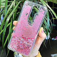 Чохол Glitter для OPPO A5 2020 бампер рідкий блиск Серце рожевий