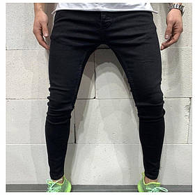 Чоловічі завужені чорні джинси, чоловічі чорні джинсові штани, чоловічі чорні джинсові брюки