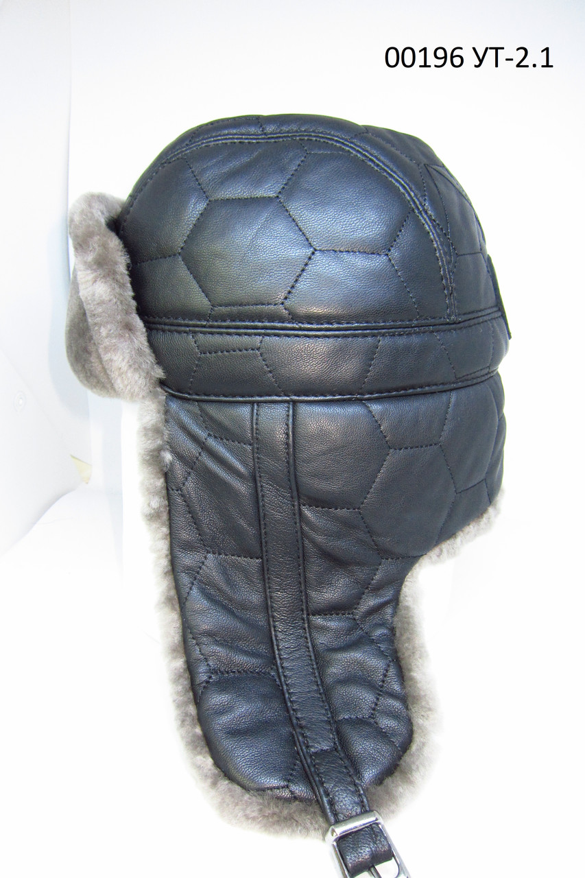 Чоловіча шапка вушанка з натуральної шкіри та хутра овчини DAVANI 00196