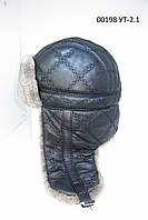 Чоловіча шапка вушанка з натуральної шкіри та хутра овчини DAVANI 00198