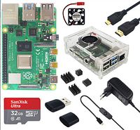 Catda 4 ГБ RAM Raspberry Pi 4B + крышка + блок питания + карта памяти 32/64 ГБ + комплект сборки Micro HDMI