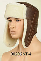 Чоловіча шапка вушанка з натуральної шкіри та хутра овчини DAVANI 00206