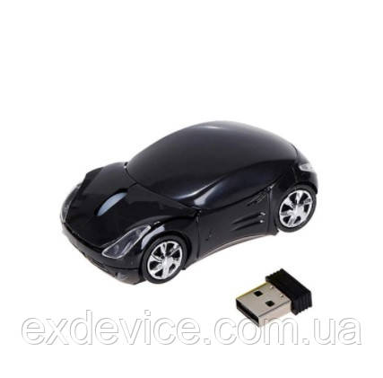 Оптична бездротова комп'ютерна мишка машинка Mouse Car чорна