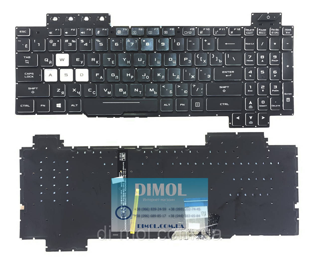 Оригінальна клавіатура для ноутбука Asus TUF Gaming FX504, FX505, FX505D, FX705A, FX80G  series, чорний, підсвічування RGB
