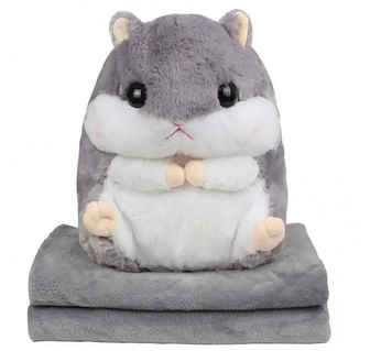 Плед Хом'як 3 в 1 іграшка подушка плед сірий