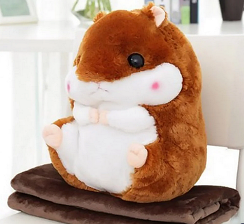 Плед Хом'як 3 в 1 іграшка подушка плед коричневий | Хом'ячок 3 в 1 іграшка плед, подушка м'яка