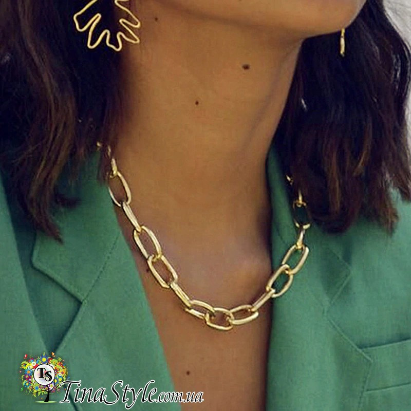 Колье Чокер на шею цепь цепочка серебро цвет Подвеска Choker, фото 1