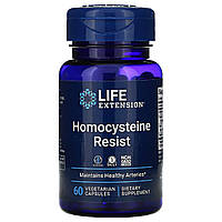 Резистентність до Гомоцистеину, Homocysteine Resist, Life Extension, 60 капсул вегетаріанських