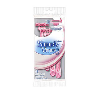 Станки для бриття Simply venus 3 леза ЖІНОЧИЙ 4 штук в упаковці (7702018465675)