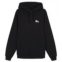 Stussy HOODIE черное маленькое лого Свитшот Стуси с капюшоном мужской,Кенгурушка с принтом Стусси Кофта Стаси S, 46, Весна/осень