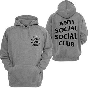 Толстовка сіра A. S. S. C. | Antisocial social club Mind Games Толстовка | БИРКА | Худі АССК "" В стилі Anti