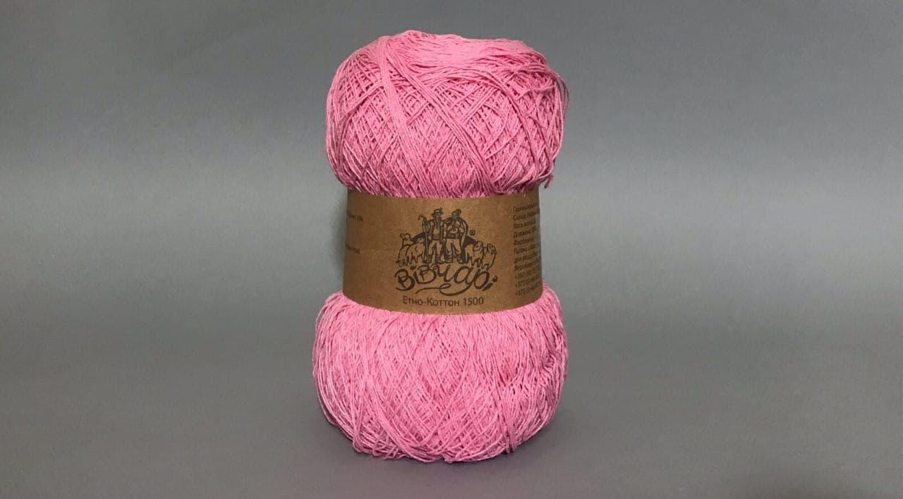 Пряжа бавовняна Vivchari Ethno-Cotton 1500, Color No.114 рожевий