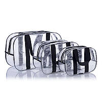 Набір прозорих сумок у пологовий будинок із ремінними ручками Nika Torri (S, M, L) Чорний