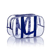 Прозрачная сумка L(50*32*23) с ременными ручками в роддом, Синий