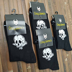 Шкарпетки з приколами демісезонні Crazy Lama 222-82 Череп чорні one size НМД-0510795