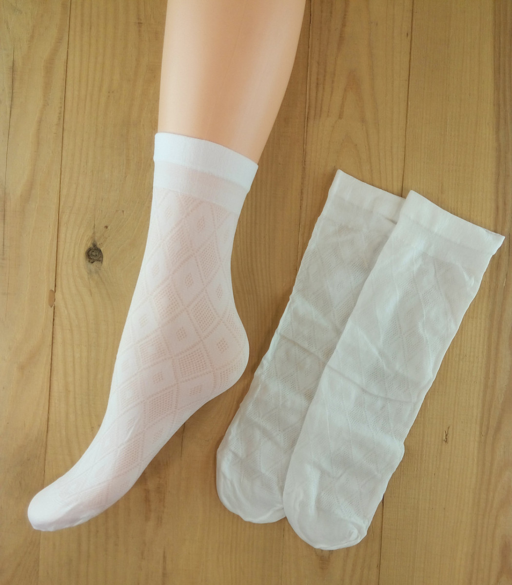 Шкарпетки жіночі капронові ромб білі 40den ПК-2766