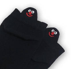 Шкарпетки з приколами демісезонні короткі Neseli Coraplar Emoji Black Embroidered 7404 Туреччина one size