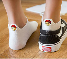 Шкарпетки з приколами демісезонні короткі Neseli Coraplar Emoji White Embroidered 7411 Туреччина one size