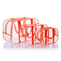 Набор прозрачных сумок в роддом с ременными ручками Nika Torri (S, M, L) Оранжевый