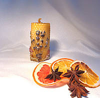Свеча из пчелиного воска ручной работы декоративная "Лаванда"